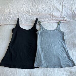 Women's Black and Gray Tank Tops